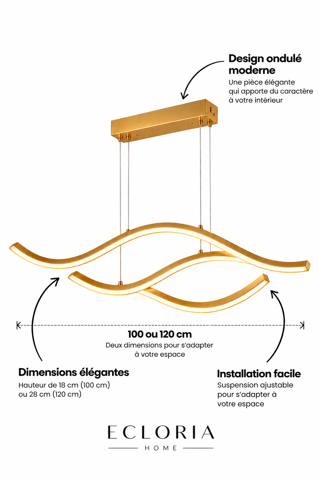 Lustre ondulé LED