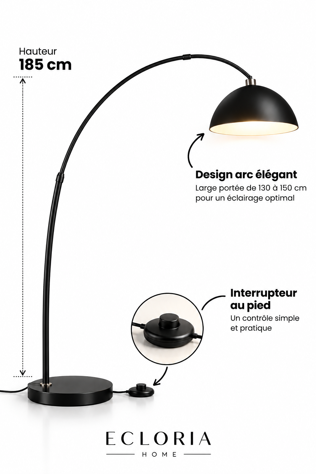 Lampadaire Arc Noir